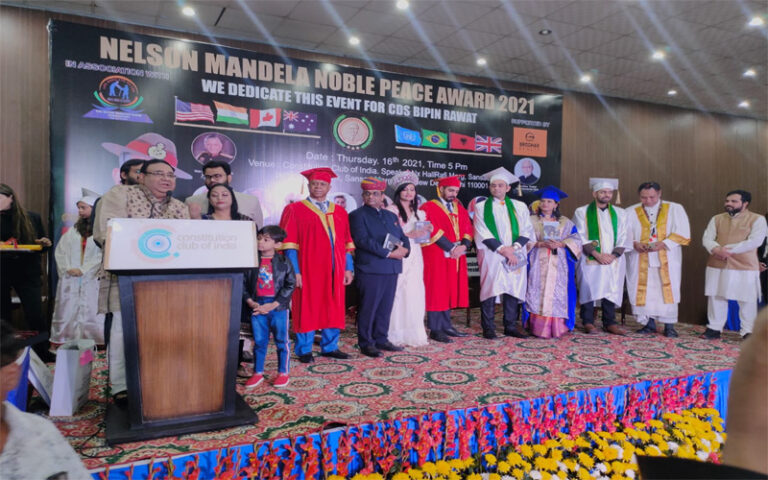 -नेल्सन मंडेला नोबेल पीस अवार्ड सम्मान और शब्द यात्रा का विमोचन दिल्ली में भव्य आयोजन
